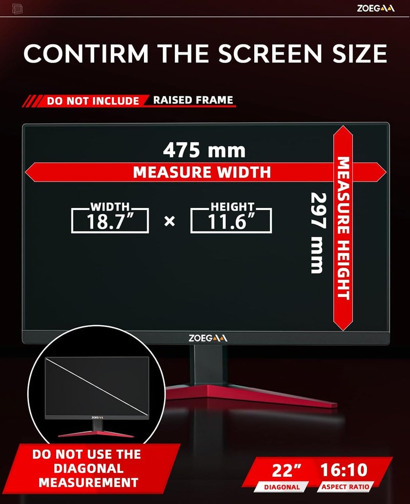 ZOEGAA 20.1 Inch 16:10 Computer Privacy Screen for Widescreen Monitor, 20.1 inch Removable Anti Blue Light Glare Eye Protection Shield, Black Blackout Anti Spy Desktop Security Private Filter - Image 3